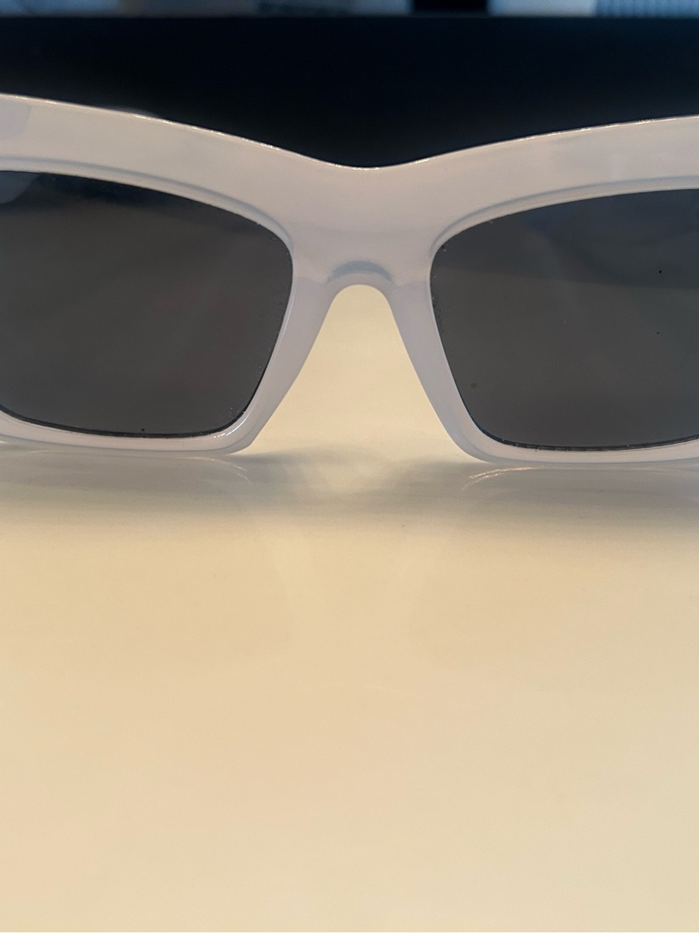 White Rectangular Sunglasses with Dark Lenses